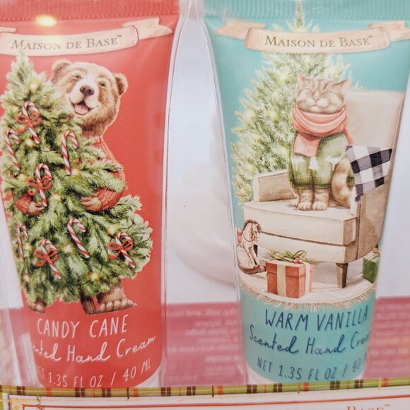 Bath & Body Hand Cream Trio Christmas Candy Cane, Warm Vanilla, Holiday Spruce - Picture 2 of 7